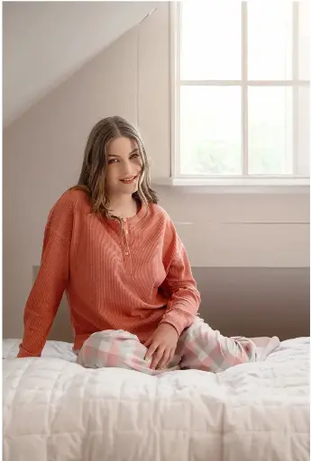 Waffle Henley Long Sleeve + Woven Pants Set