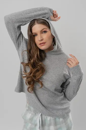 Waffle Hoodie Long Sleeve + Woven Pants Set