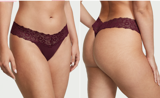 Lace-Waist Cotton Thong